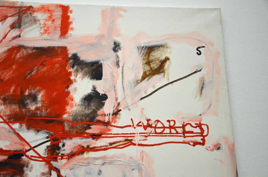 Overschilderd doek met herkenbare onderlaag