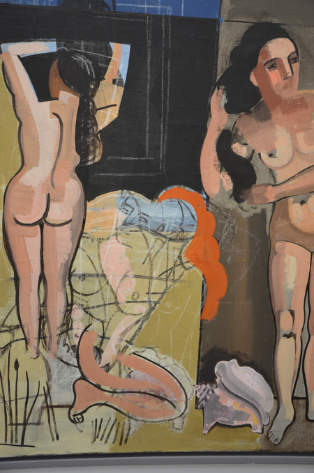 Vue sur la plage avec baigneuses (1935), fragment