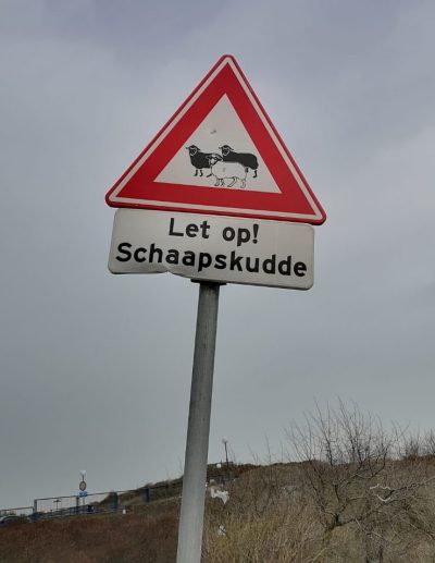 Waarschuwingsbord voor schaapskudde