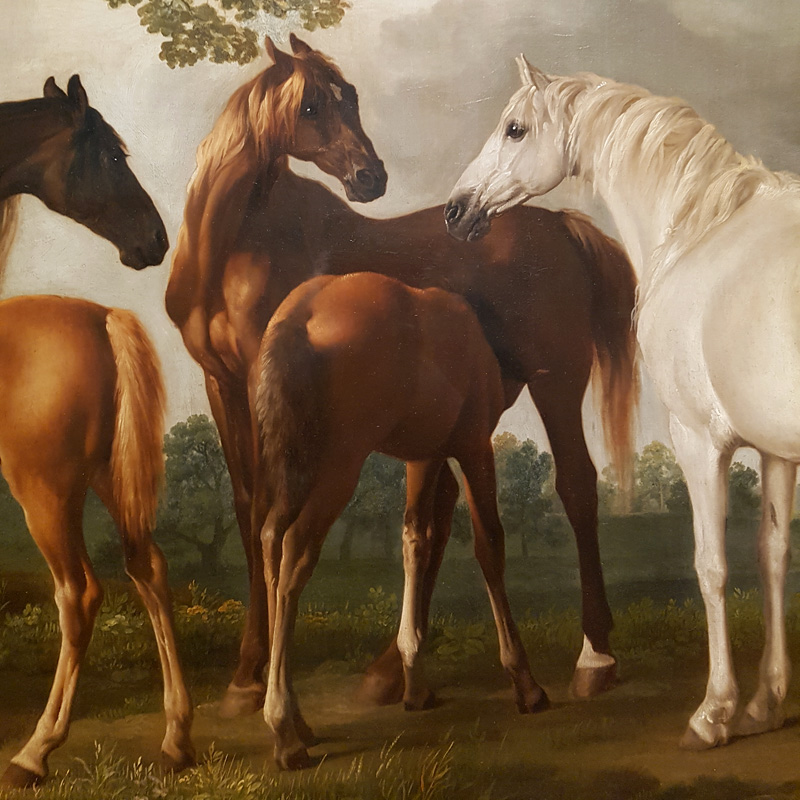 George Stubbs, Merries en veulens in een rivierlandschap (fragment)