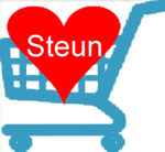 winkelwagentje met hart en oproep 'steun'