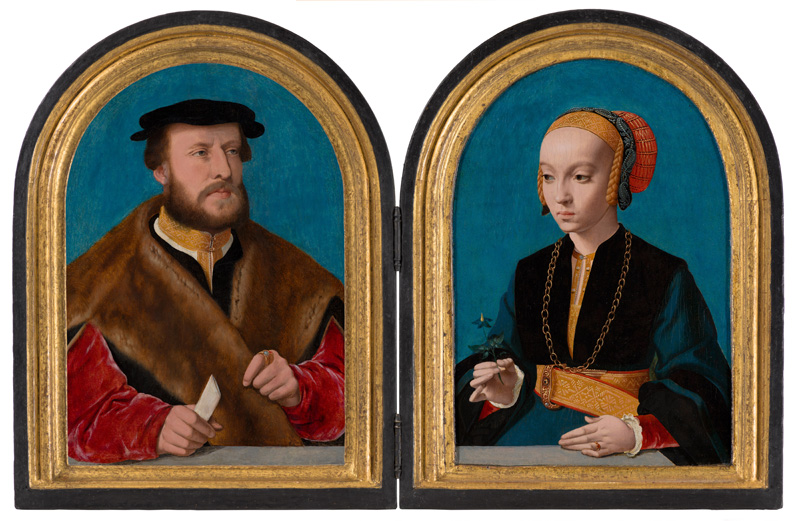 Bartholomäus Bruyn de Oude (1493-1555) Portret van Jakob Omphalius (1500-1567), 1538/39 Portret van Elisabeth Bellinghausen (c. 1518- c. 1577), 1538/39. Schenking van de erven van de heer C. Hoogendijk, Den Haag; in langdurig bruikleen van het Rijksmuseum sinds 1951.