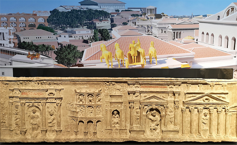 Bouwprojecten uit de tijd van Domitianus. Tweede van links het Colosseum (foto auteur)Tweede van links