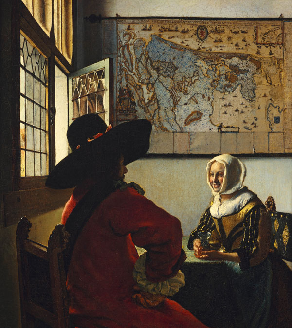 Johannes Vermeer (1632-1675) De soldaat en het lachende meisje, c.1657 Doek, 51 x 46 cm The Frick Collection, New York Foto: Joseph Coscia Jr.